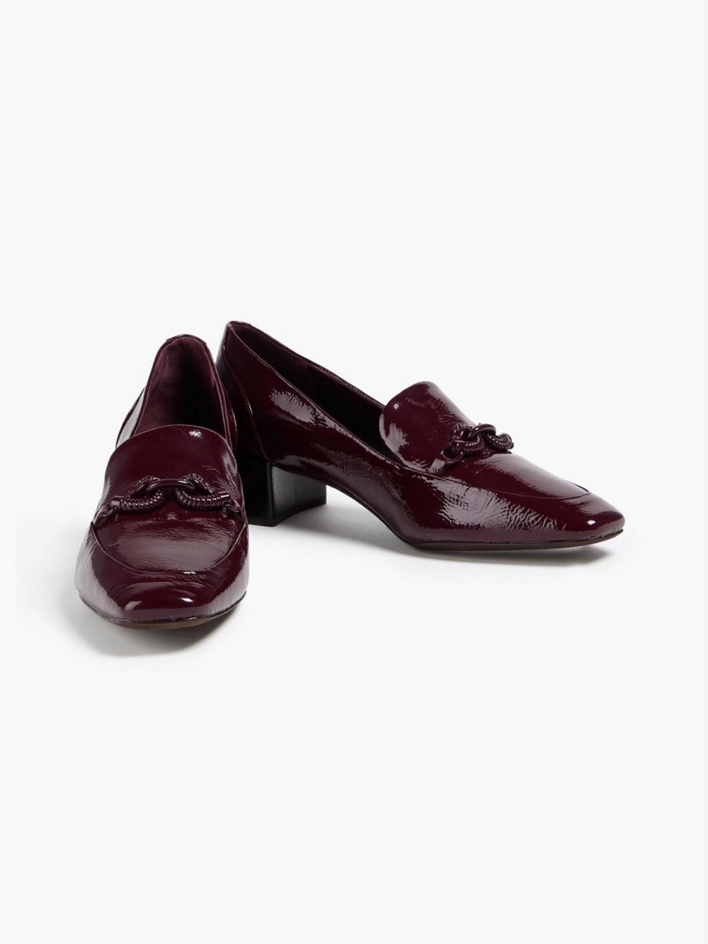 Tory Burch Jessa Burgundy Leather Square-Toe Women's Horse Hardware Shoe Size 7